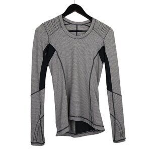 LULULEMON Star Runner Long Sleeve in Tonka Stripe Cashew / Heathered Black